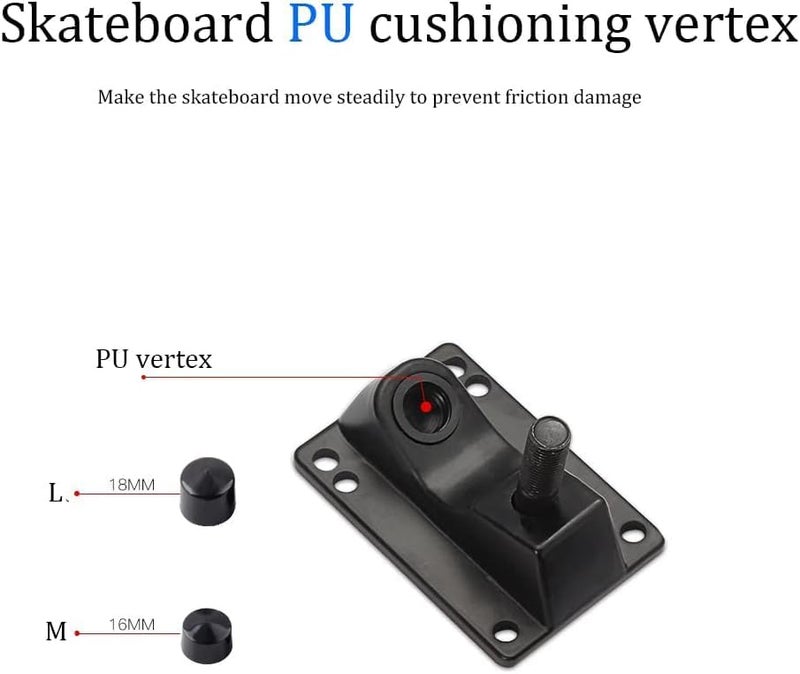 MEETOOT طقم تثبيت صدمات لوح التزلج الرباعي الأسود 8 قطع واقي حافة لوح التزلج واقي لوح التزلج بديل كوب المحور - Image 4